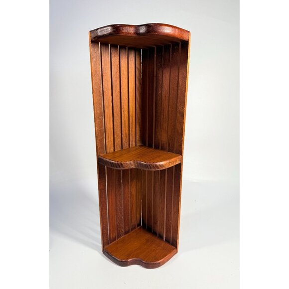 Wooden Corner Floating Wall Shelf 3 tier Heart Vintage Cottage Granny Core Wood - Picture 2 of 16